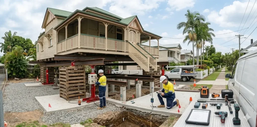 Foundation inspection in Brisbane checking stumps, subfloor supports and structural movement