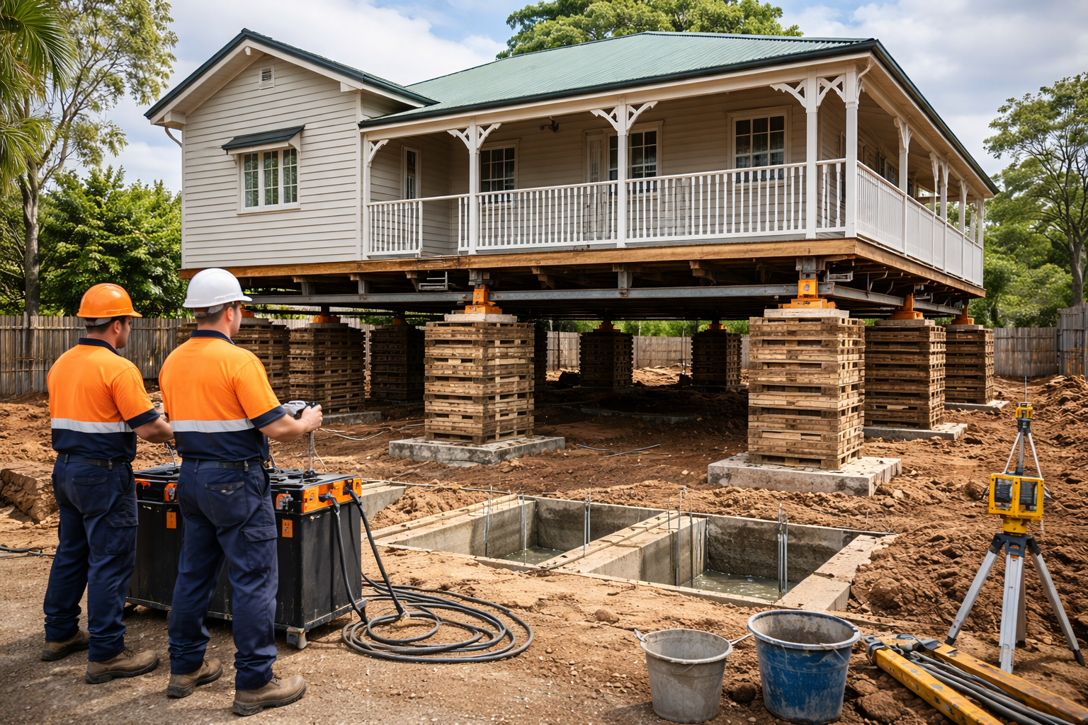 House raising Camp Hill service lifting a raised home for structural access and foundation works