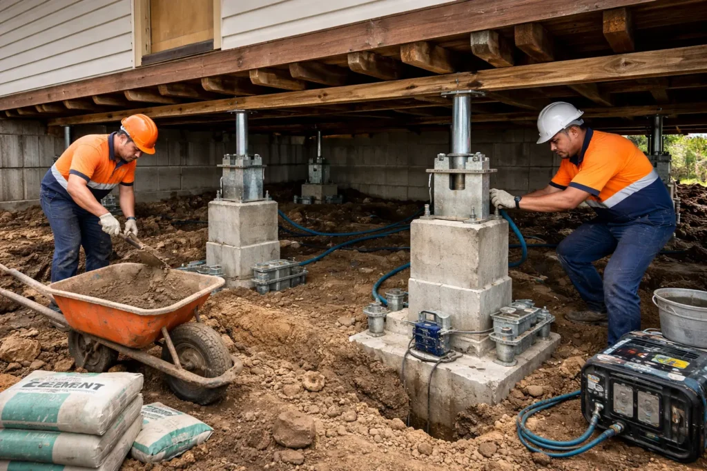 Underpinning Brisbane service strengthening foundations beneath a raised home