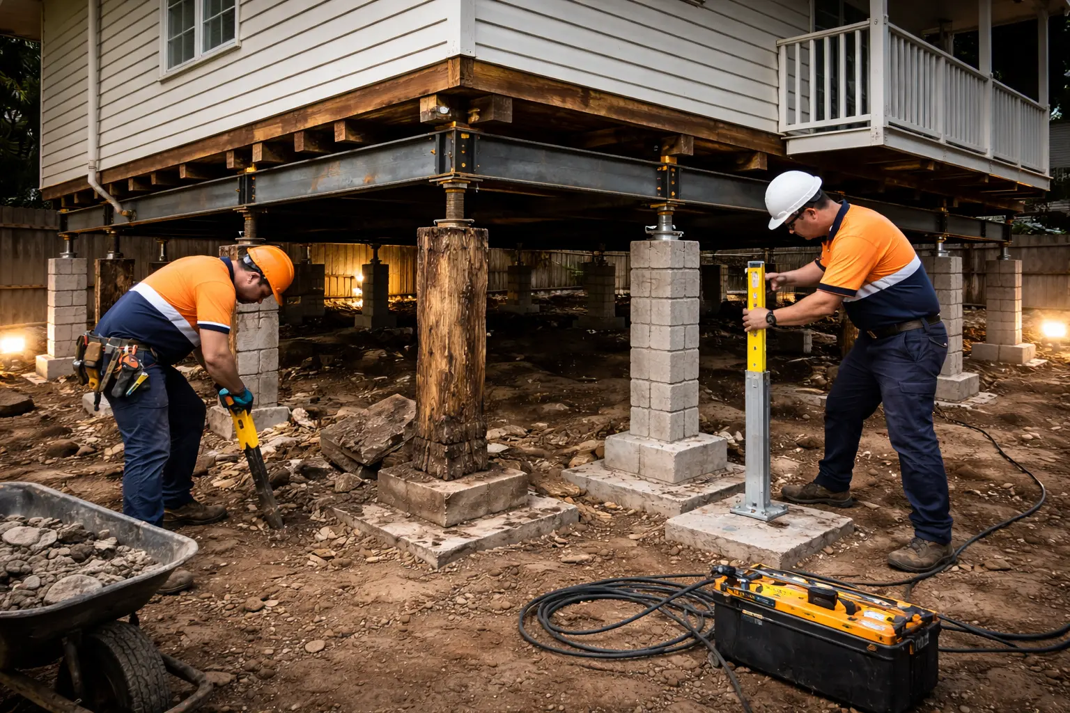 Emergency restumping Chermside service stabilising failing supports beneath a raised home
