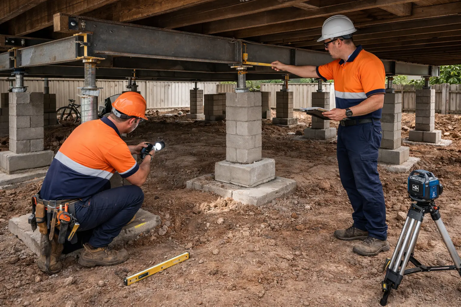 Foundation inspection St Lucia service checking supports and structural movement beneath a raised home