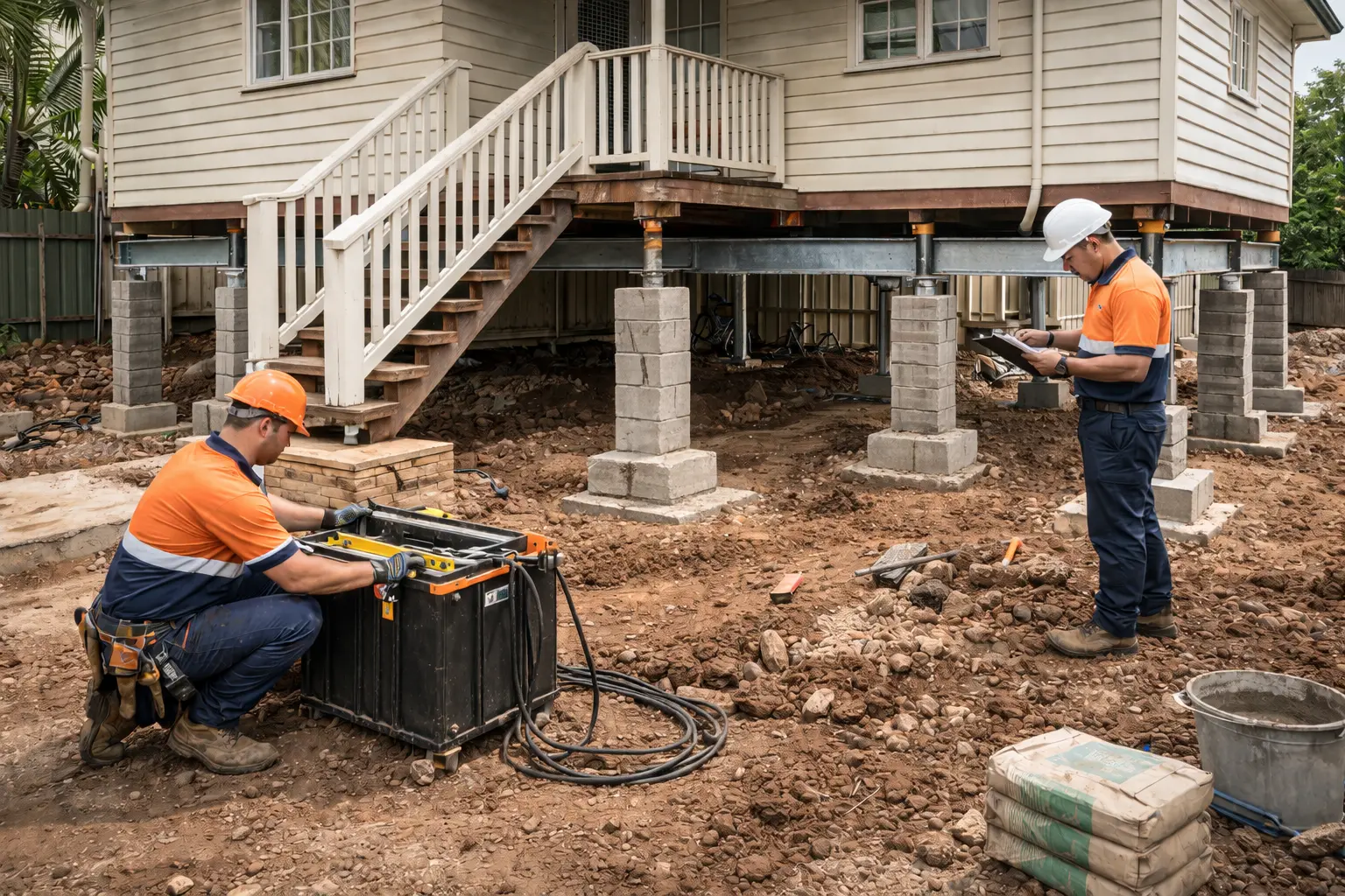 House reblocking service Camp Hill restoring structural support beneath a raised home